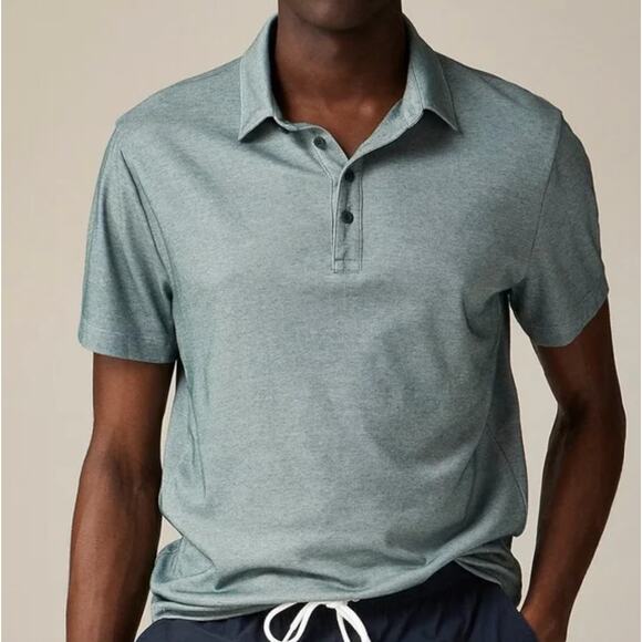 NWT J. Crew Men's Performance Polo Shirt COOLMAX® Technology Old Forest Size L - Picture 1 of 14